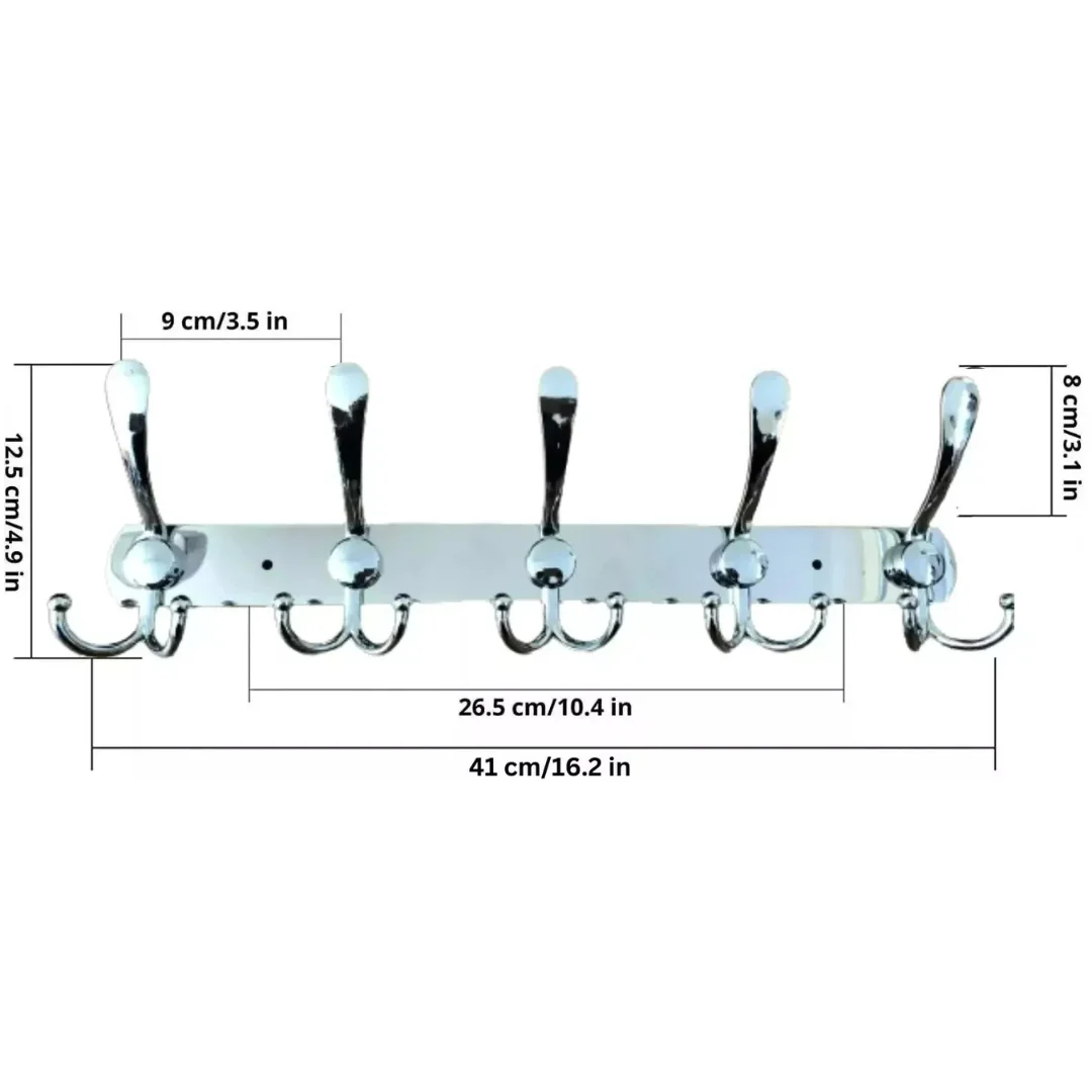 Stalfy Wall Coat Rack Hooks – Pack of 2, 5‑Hook Rails - Image 3