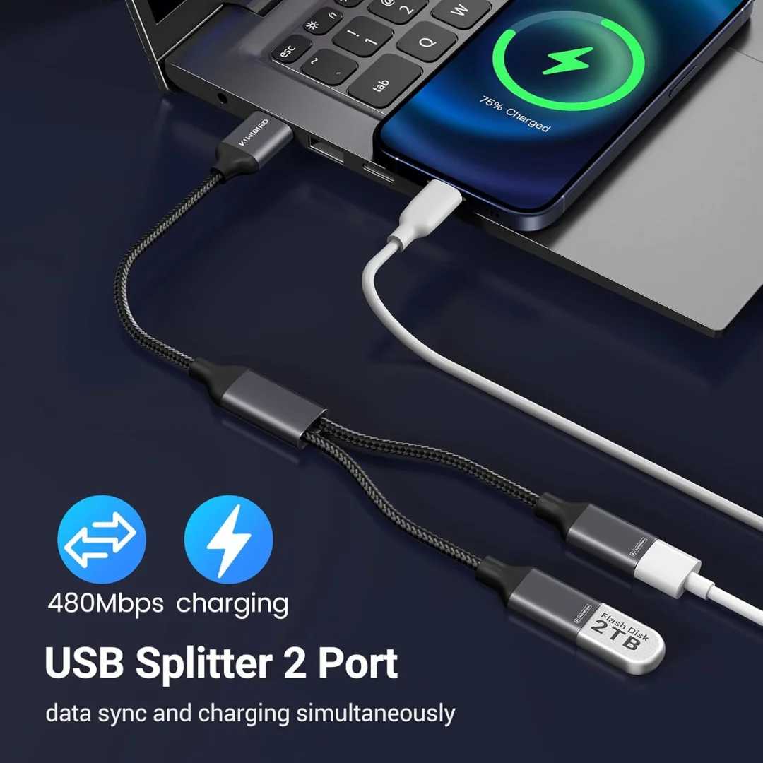 Stalfy USB Splitter Cable 1 to 2 – 480Mbps Data & Charging - Image 2